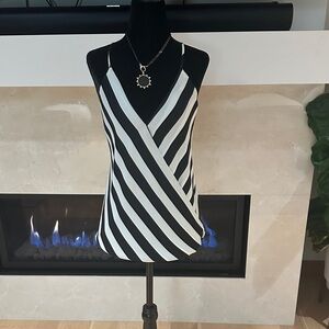 Ro & De Black and White Striped Camisole